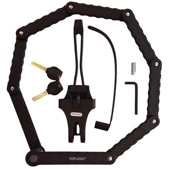 Vouwslot Top-Lock 90cm zwart met houder  
