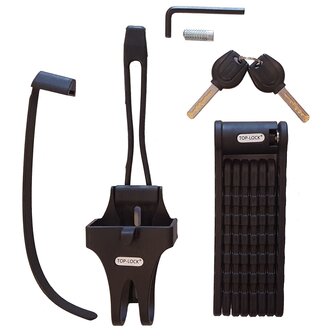 Vouwslot Top-Lock 90cm zwart met houder  