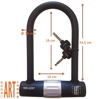 Beugelslot ART 4 180x245 mm Top Lock voor scooter of motor