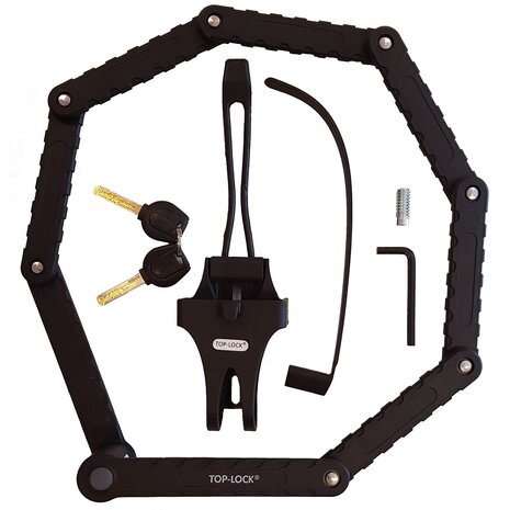 Vouwslot Top-Lock 90cm zwart met houder  