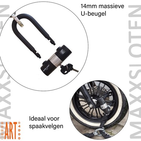 Kettingslot ART4 Maxx-Locks Tirau met loop + verlengde U-beugel - 150 cm