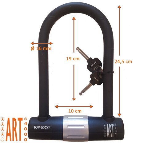 Beugelslot ART 4 180x245 mm Top Lock voor scooter of motor