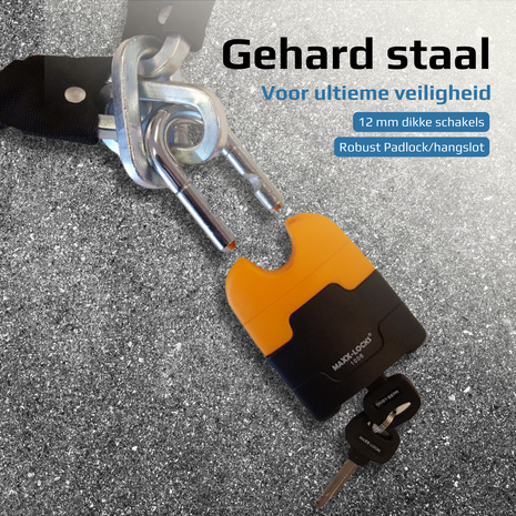 Materiaal Maxx-Locks Ohura ART 4 Motorslot / Scooterslot - Kettingslot met 12 mm Dikke Schakels - Art Gekeurd Slot voor Motor e