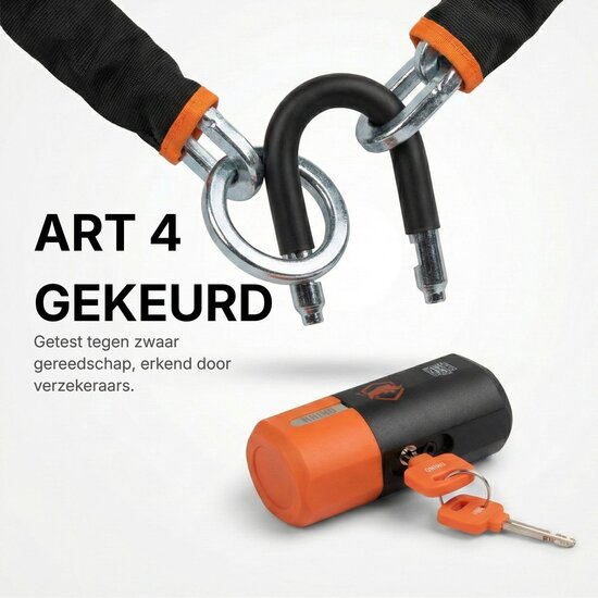 Rhino Security ART 4 Motorslot / Scooterslot &ndash; 150 cm Kettingslot met Loop &ndash; Exclusive Line &ndash; ART Gekeurd 