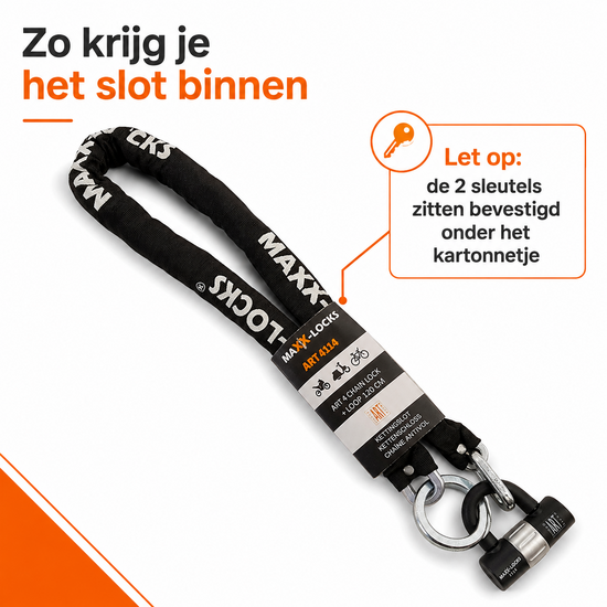 Scooterslot ART 3 + Muuranker ART 4 - Maxx-Locks Naseby - Kettingslot - 120cm