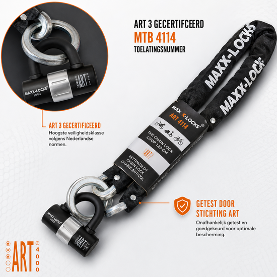 Scooterslot ART 3 + Muuranker ART 4 - Maxx-Locks Naseby - Kettingslot - 120cm