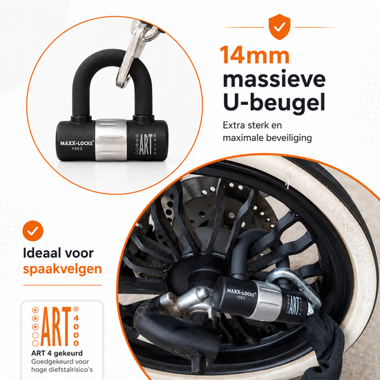 Scooterslot ART 3 + Muuranker ART 4 - Maxx-Locks Naseby - Kettingslot - 150cm
