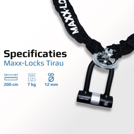 Kettingslot ART 4 Maxx-Locks Tirau | loop + verlengde U-beugel - 200 cm