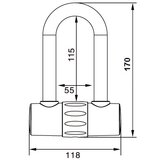 Kettingslot ART 4 Maxx-Locks Tirau met loop + verlengde U-beugel - 200 cm_