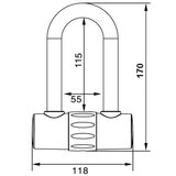 productafbeelding praktijkafbeelding Kettingslot 120cm met loop + verlengde U-beugel van Maxx-Locks
